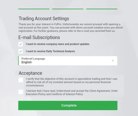 FXPro口座開設するための9つの手順 14 fxpro