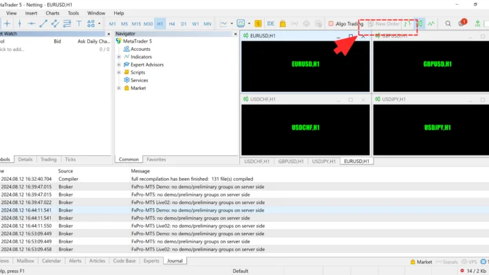 ステップ4：「新規注文」をクリックして取引を開始する